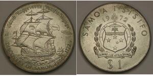 SAMOA 1 Tala 1974 - Copper-Nickel - Discovery of Samoa - aUNC - 3039 *
