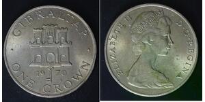 GIBRALTAR 1 Crown 1970 - Copper/Nickel - Elizabeth II. - VF/XF - 701