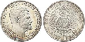 Reuss, ältere Linie. Heinrich XXIV. 1902-1918. 3 Mark 1909 A. Jaeger 119. Vorzüglich - Stempelglanz