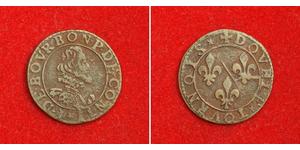  
 
  
 1614, Chateau-Renaud, Fran&ccedil;ois de Bourbon. Copper Double Tournois Coin. R! 
  
 References: KM-5. Mint period: 1605-1614 Condition: Lightly pitted, otherwise VF+ Denomination: Doub ...