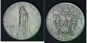 VATICAN 1 Lira 1937/XVI - Nickel - Pius XI. - aUNC - 1195