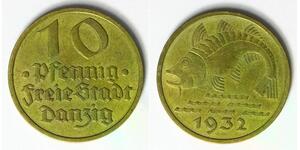 DANZIG 10 Pfennig 1932 - Aluminum/Bronze - VF - 2249