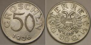 AUSTRIA 50 Groschen 1936 - Copper-Nickel - XF/aUNC - 1811 *