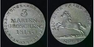 HANNOVER 3 Mariengroschen 1818 CHH - Silver 0.437 - George III. - aUNC - 504