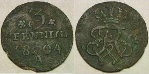 BRANDENBURG PRUSSIA 3 Pfennig 1804 A - Billon - Fried. Wilhelm III. - VF+ -2716*