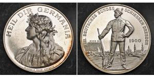  
 
    1900, Gemran Empire/Saxony. Silver Shooting Medal. Proof-Like Uncirculated!  Mint Year: 1900 Mint Place: Dresden mint. Mint master: Glaser & Sohn Reference: Steulmann 13/1. R!   Denom ...