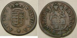 HUNGARY 1 Poltura 1705 KB - Copper - Rakoczi Ferenc  II. - VF+ - 2550 *