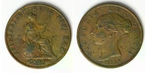 GREAT BRITAIN 1/2 Penny 1853 - Copper - Victoria - VF - 3937