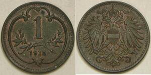 AUSTRIA 1 Heller 1916 - Bronze - Austrian Shield - aUNC - 1825 *