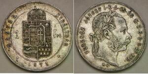 HUNGARY 1 Forint 1871 KB - Silver 0.9 - Franz Joseph I. - XF - 3108 *