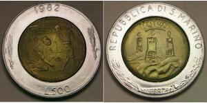 SAN MARINO 500 Lire 1982 R - Fight Against Hunger / F.A.O. - UNC - 152 *
