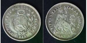 PERU 1 Dinero 1866 YB - Silver 0.900 - VF - 4489