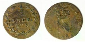 BADEN (German State) 1/4 Kreuzer 1824 - Copper - Ludwig I. - 4524