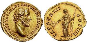 1 Aureus Roman Empire (27BC-395) Gold Antoninus Pius  (86-161)