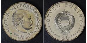HUNGARY 50 Forint 1968 - Silver 0.640 - Birth of Semmelweis - aUNC - 3216