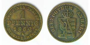 ANHALT BERNBURG 1 Pfennig 1862 A - Copper - Alexander Carl - VF - 741