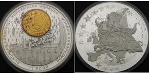 LIBERIA 1 Dollar 2002 Proof - Silver plated - Euro - Belgium 10 Cent - 3320 