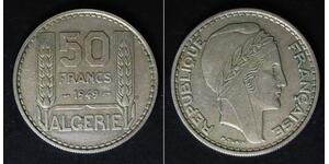 ALGERIA 50 Francs 1949 - Copper/Nickel - VF/XF - 1622