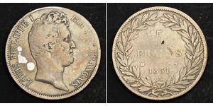  
  1831, France (2nd Kingdom), Louis-Philippe. Large Silver 5 Francs Coin.  Marseille!  Mint Year: 1831 Reference: KM-735.10. Mint Place: Marseille (MA) Condition: Uneven toning, scratches, oter ...