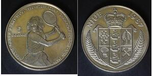 NIUE 5 Dollars 1987 - Copper/Nickel - Olympics - Tennis - aUNC - 3408