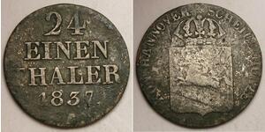 HANNOVER (Germany) 1/24 Thaler 1837 B - Billon - William IV. - VF - 2129 *