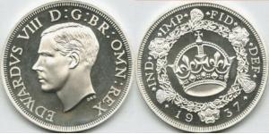 1 Corona Regno Unito (1922-) Argento Edoardo VIII (1894-1972)