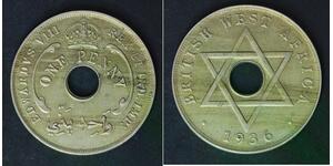BRITISH WEST AFRICA 1 Penny 1936 H - Copper/Nickel - Edward VIII. - XF - 1123