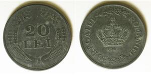 ROMANIA 20 Lei 1942 - Zinc - Mihai I. - VF/XF - 3696