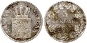 3 Крейцер Бавария Серебро Максимилиан II (король Баварии)(1811 - 1864)