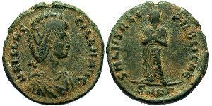 1 Фоллис /  AE2 Римская империя (27BC-395) Бронза Элия Флацилла (?-385)