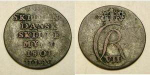 DENMARK 2 Skilling 1801 HIAB - Billon - Christian  VII. - 4474 *
