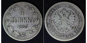 FINLAND 1 Markka 1865 S - Silver 0.868 - Alexander II. - 1550