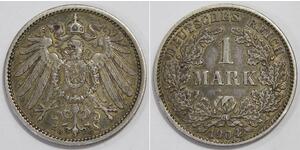 GERMANY 1 MARK 1904 G GERMAN IMPERIAL EAGLE EMPEROR WILHELM II WORLD COIN ?????