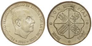 Spain - 100 Pesetas 1966 (68) - Francisco Franco, Silver