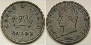 KINGDOM of NAPOLEON (Italian State) 1 Soldo 1812 M - Napoleon I. - XF- - 2061 *