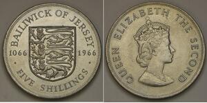 JERSEY 5 Shilling ND (1966) - Copper-Nickel - Norman Conquest - XF - 2941 *