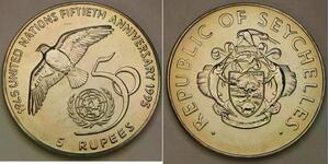 SEYCHELLES 5 Rupees 1995 - 50th Anniversary of United Nations - aUNC - 1123 *