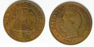 FRANCE 2 Centimes 1857 W - Bronze - Napoleon III. - VF - 4359