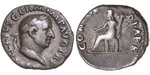 1 Денарій Римська імперія (27BC-395) Срібло Вітеллій (15-69)