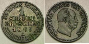PRUSSIA (Germany) 1 Groschen 1869 A - Billon 0.22 - Wilhelm I. - XF - 2586 *