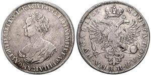Russland. Katharina I. 1725-1727. Rubel 1725, St. Petersburg. Sogenannter Trauerrubel. Bitkin 71 (R1), Davenport 1663. Sehr schön