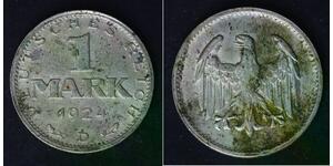GERMANY (Weimar Republic) 1 Mark 1924 D - Silver 0.500 - XF - 515