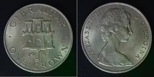 GIBRALTAR 1 Crown 1967 - Copper/Nickel - Elizabeth II. - aUNC - 4556
