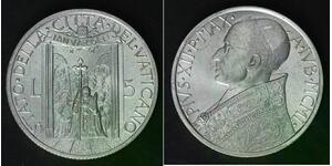 VATICAN 5 Lire 1950 - Aluminum - Holy Year - Pius XII. - aUNC - 1148