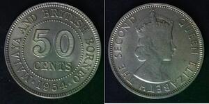 MALAYA AND BRITISH BORNEO 50 Cents 1954 - Copper/Nickel - VF - 4629