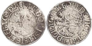 Tschechien-Schlick, Grafschaft. Stephan und seine Brüder 1510-1528. Guldengroschen o.J. (1519), Joachimsthal. Stehender St. Joachim zwischen S-I, links unten vierfeldiges Wappen mit Mittelschild  ...