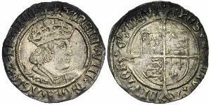 1 Гроут Королівство Англія (927-1649,1660-1707) Срібло Генріх VIII (1491 - 1547)