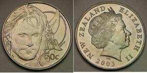 NEW ZEALAND 50 Cents 2003 - Cu-Ni - Lord of the Rings - Aragorn - aUNC - 568 *