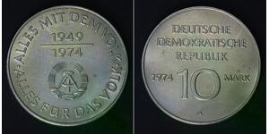 GERMANY (DDR) 10 Mark 1974 A - Copper/Nickel - 25th Anniversary - aUNC - 1175