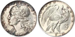 3 Mark República de Weimar (1918-1933) Plata 